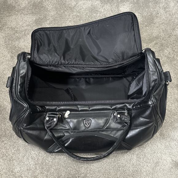 VTG Leather Nike Golf Weekender Duffel Bag Black Large - Picture 12 of 16